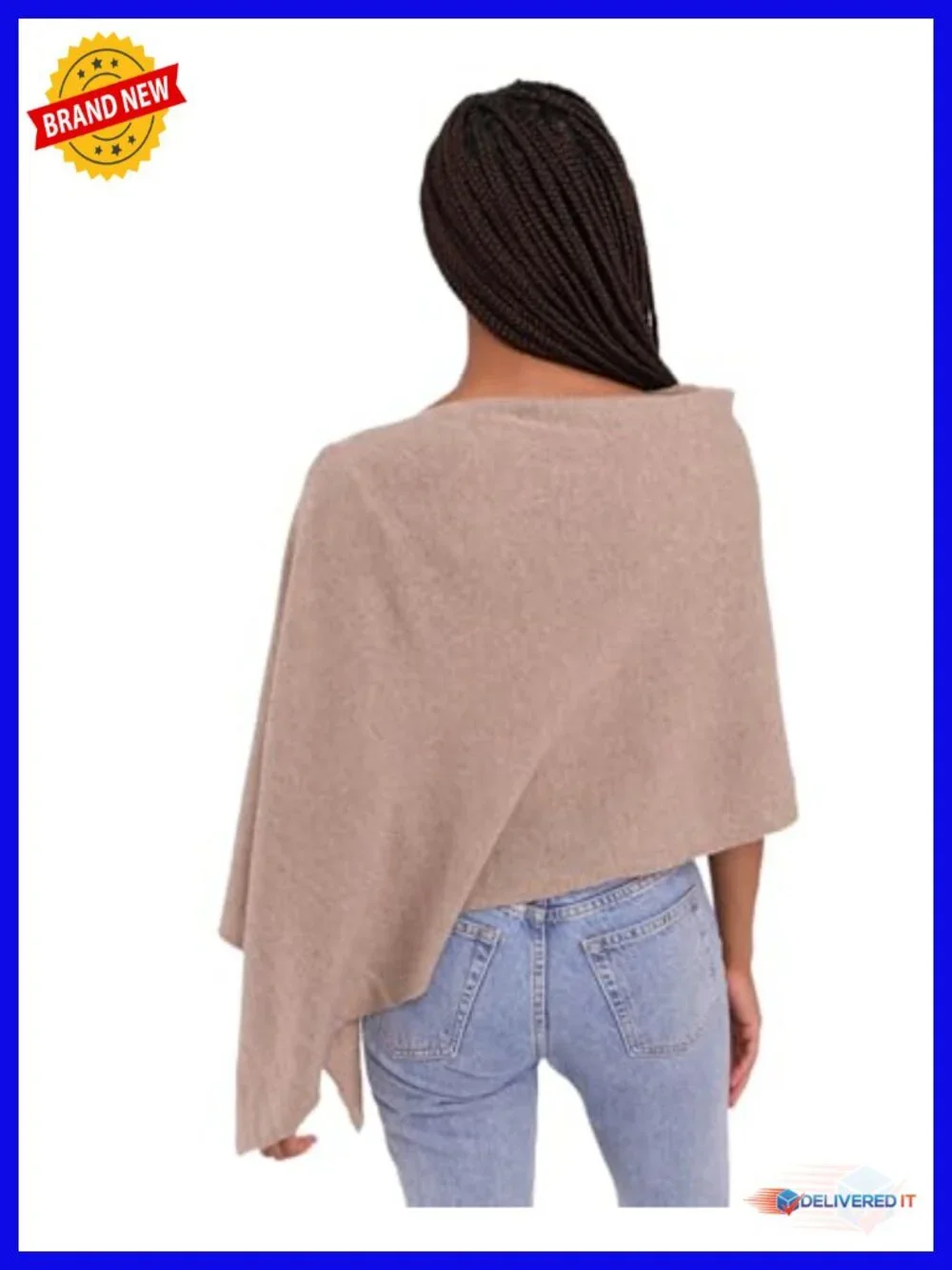 100% Cashmere Poncho Wrap - Womens Dress Topper Cape